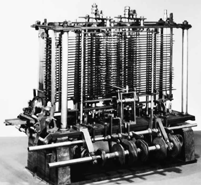 एनालिटिकल इंजन (Analytical Engine) की इमेज, चार्ल्स बैबेज द्वारा डिज़ाइन की गई एक प्रारंभिक कंप्यूटर मशीन।